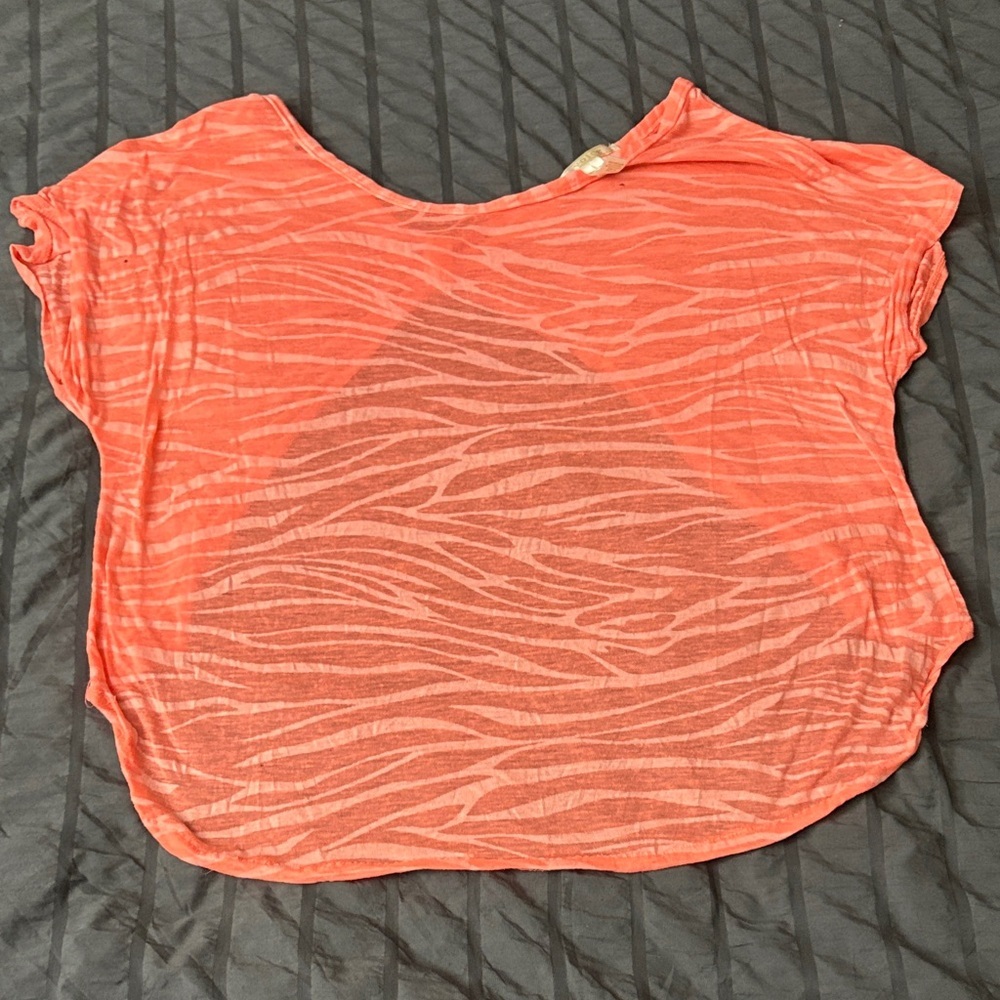 Vibrant Coral Zebra Print Blouse